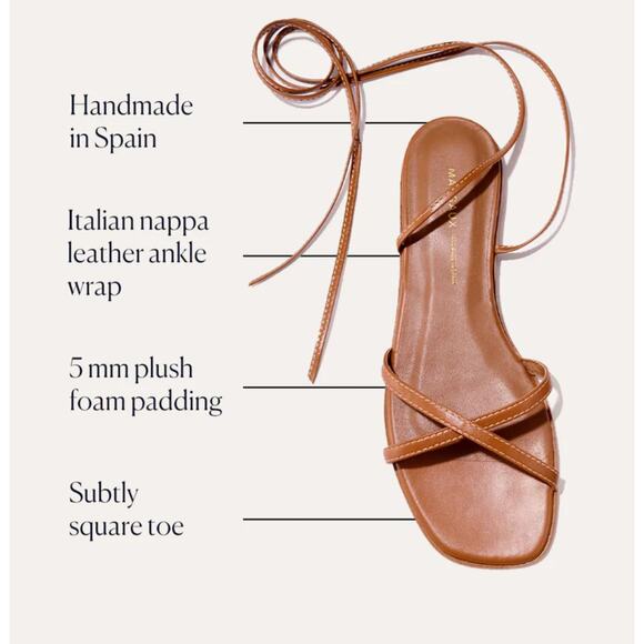 Margaux The Wrap Sandals EU 38.5 US 8.5 Brown Nappa Leather Tie Lace Up Neutral - Picture 3 of 13